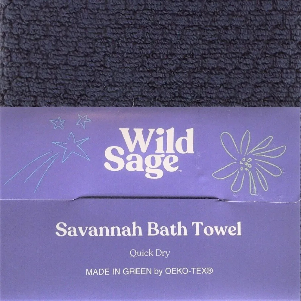 new Wild Sage Savannah 90% Cotton BATH Towels = 2 Yolk Yellow + 2 Bijou Blue
